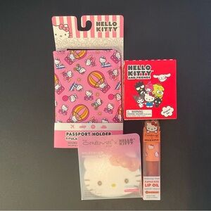 NWT SANRIO CREME SHOP HELLO KITTY PASSPORT HOLDER MAGNET COMPACT MIRROR LIP OIL